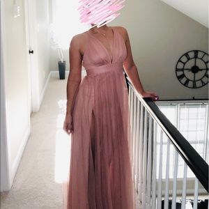 Blush Tulle Maxi Dress - Size Small
